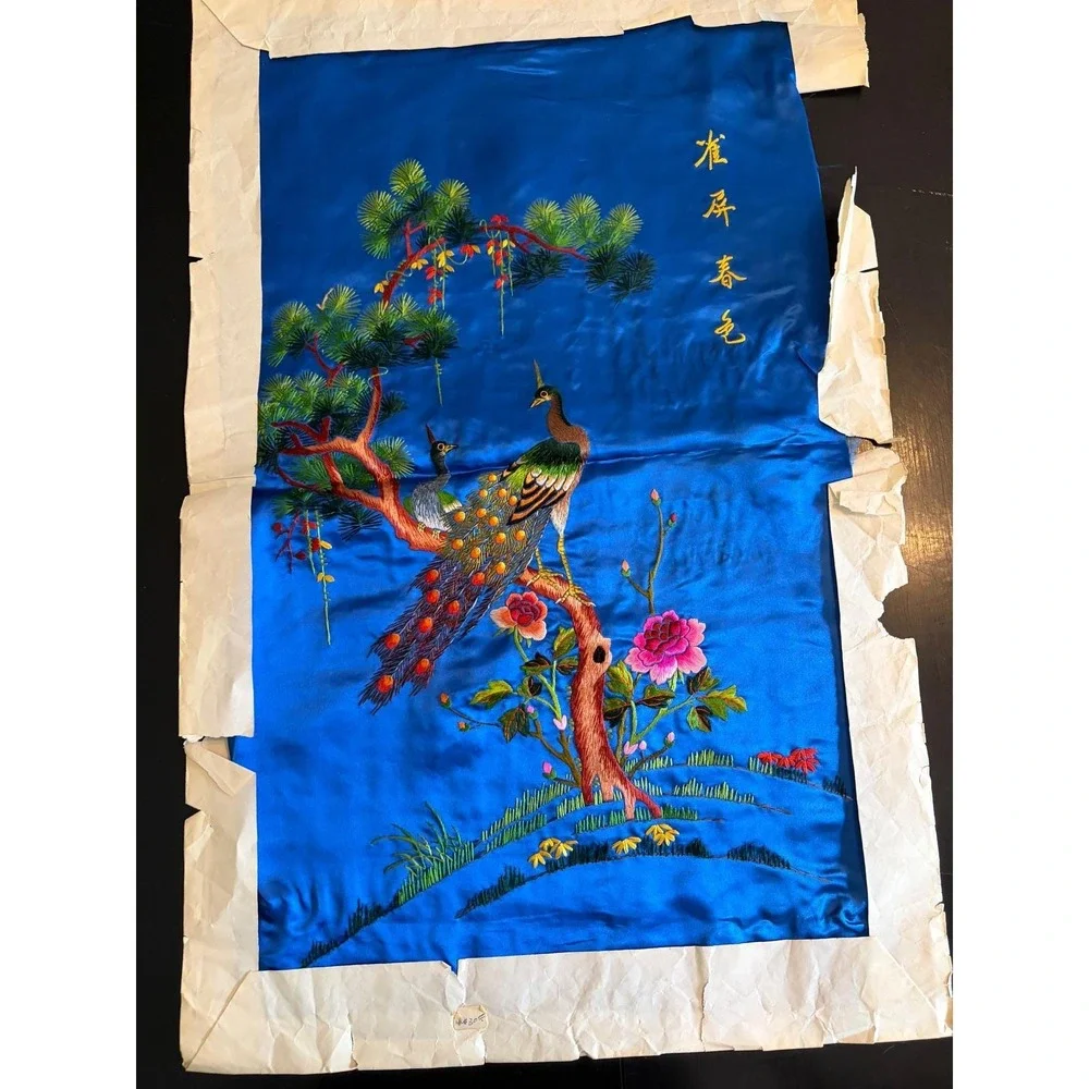 Vintage Asian hand-embroidered silk/satin, 